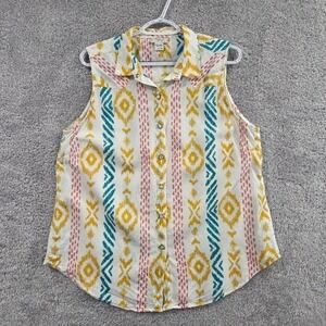 Ariat Great Basin Women's Sleeveless Geometric Print Top XL Button Up Snaps